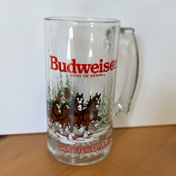 Budweiser Mug Holiday 1992 Anheuser Busch  12oz Glass - MINT Condition - Picture 8 of 8